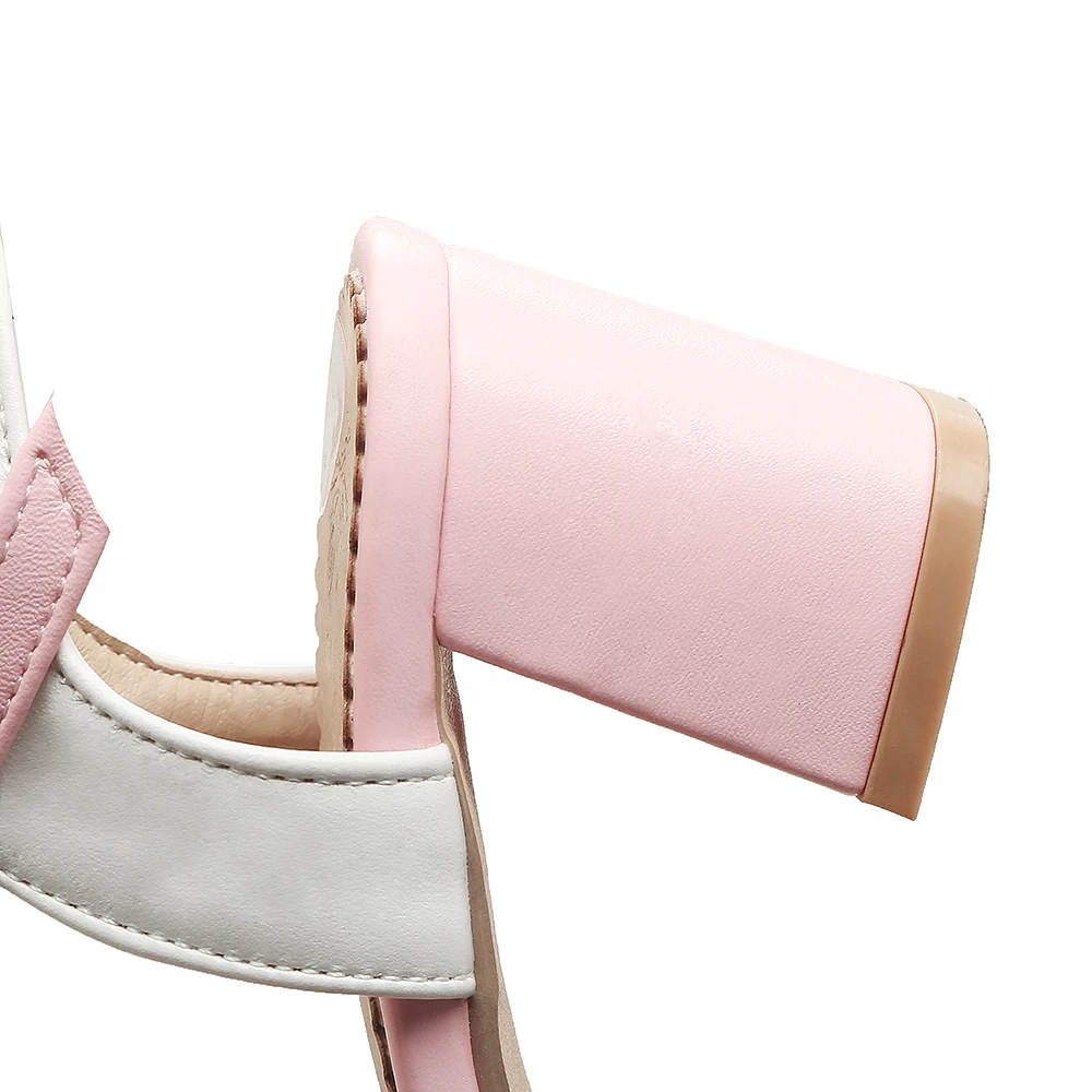Лидер продаж Новое поступление сандалии женская обувь квадратный высокий каблук туфли черный белый розовый мода лето Дамская обувь 31 32 38
