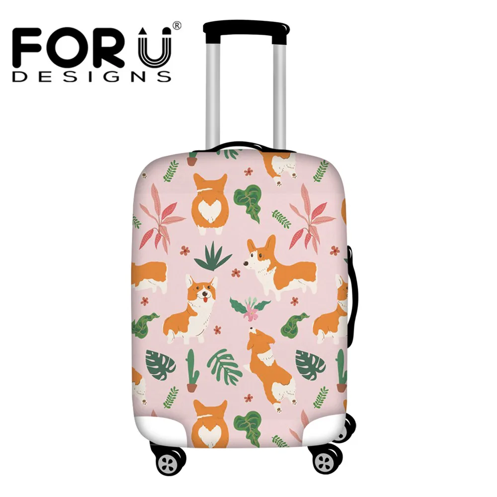 FORUDESIGNS Accessories Suitcase Cover Tropical Corgi Pug Dog Print Luggage Protective Waterproof Case Bag for 18-30Inch | Багаж и сумки