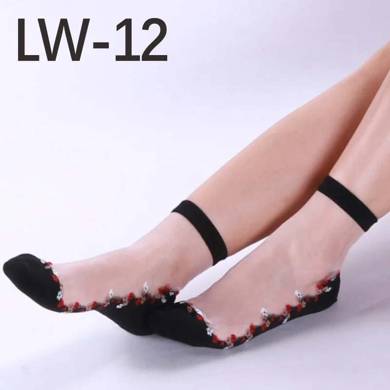 Sexy fishnet Women Lace Ruffle Soft Comfy Sheer Silk Elastic Mesh Knit Frill Trim Transparent Ankle funny socks 1pair=2pcs 3211 - Цвет: 3211LW-12bai