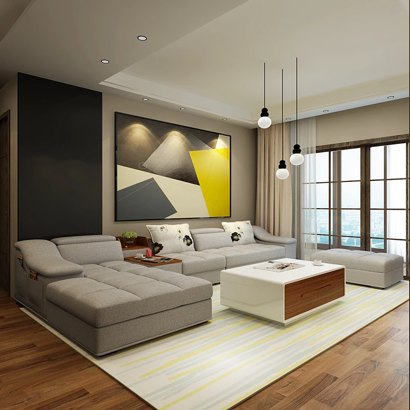 Living Room Furniture Modern L Shaped Fabric Sectional Sofa Set Living Room Furniture Modern L Shaped Fabric Sectional Sofa Set Design Couches For With Chaise Longue Ottoman