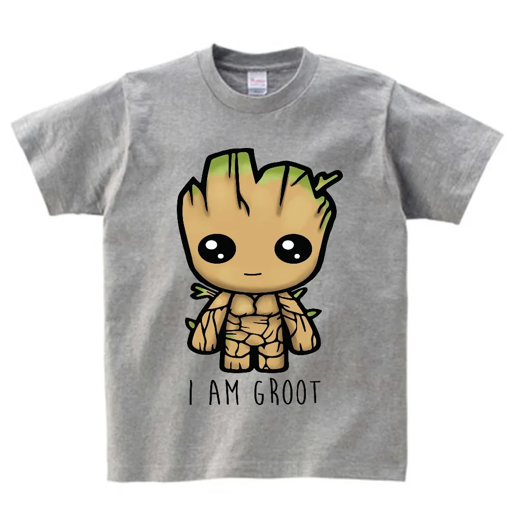 Детская футболка с надписью «Baby I Am Groot» для детей, летние футболки с короткими рукавами, топы, одежда Детские Забавные футболки костюм для От 3 до 9 лет Топ для мальчиков и девочек