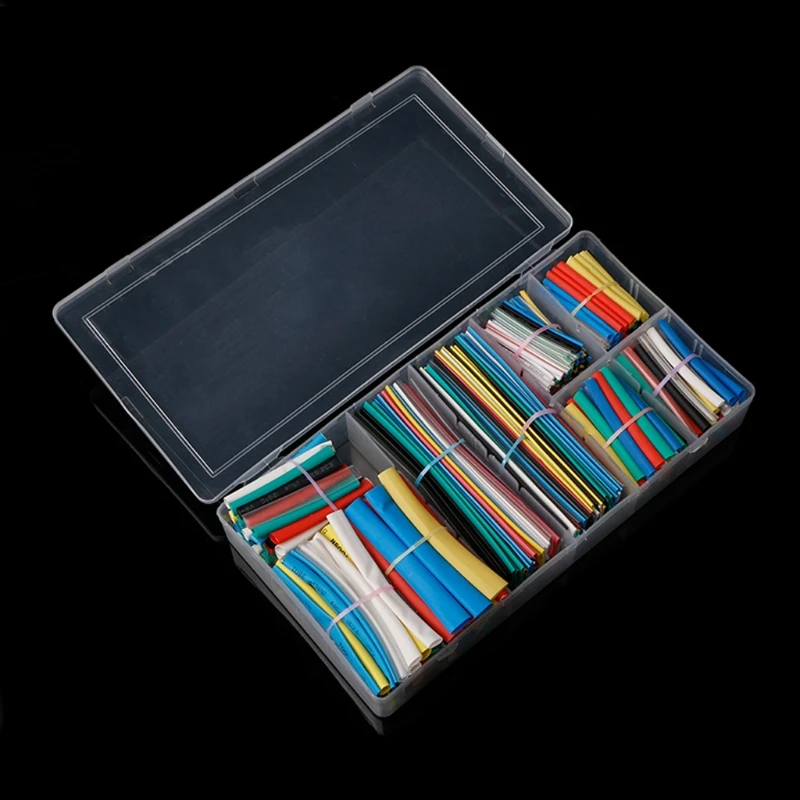 

YAM 385Pcs 2:1 Polylefins Heat Shrink Tubing Tube Sleeve Wrap Wrie Set 9 Size DIY Tube Sleeve Storage Box