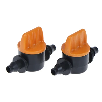 

10 Pcs Mini Valve with 4/7mm Hose Garden Irrigation Barbed Water flow control valve Agriculture tools Drip Irrigation Fittings