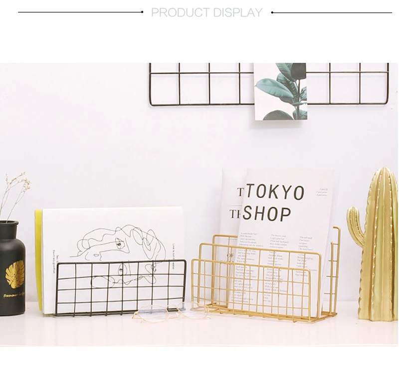 Zakka Ретро кованого железа настольная подставка для хранения журналы-газеты стойки украшения творческий офисных документов Подставка для книг ключница