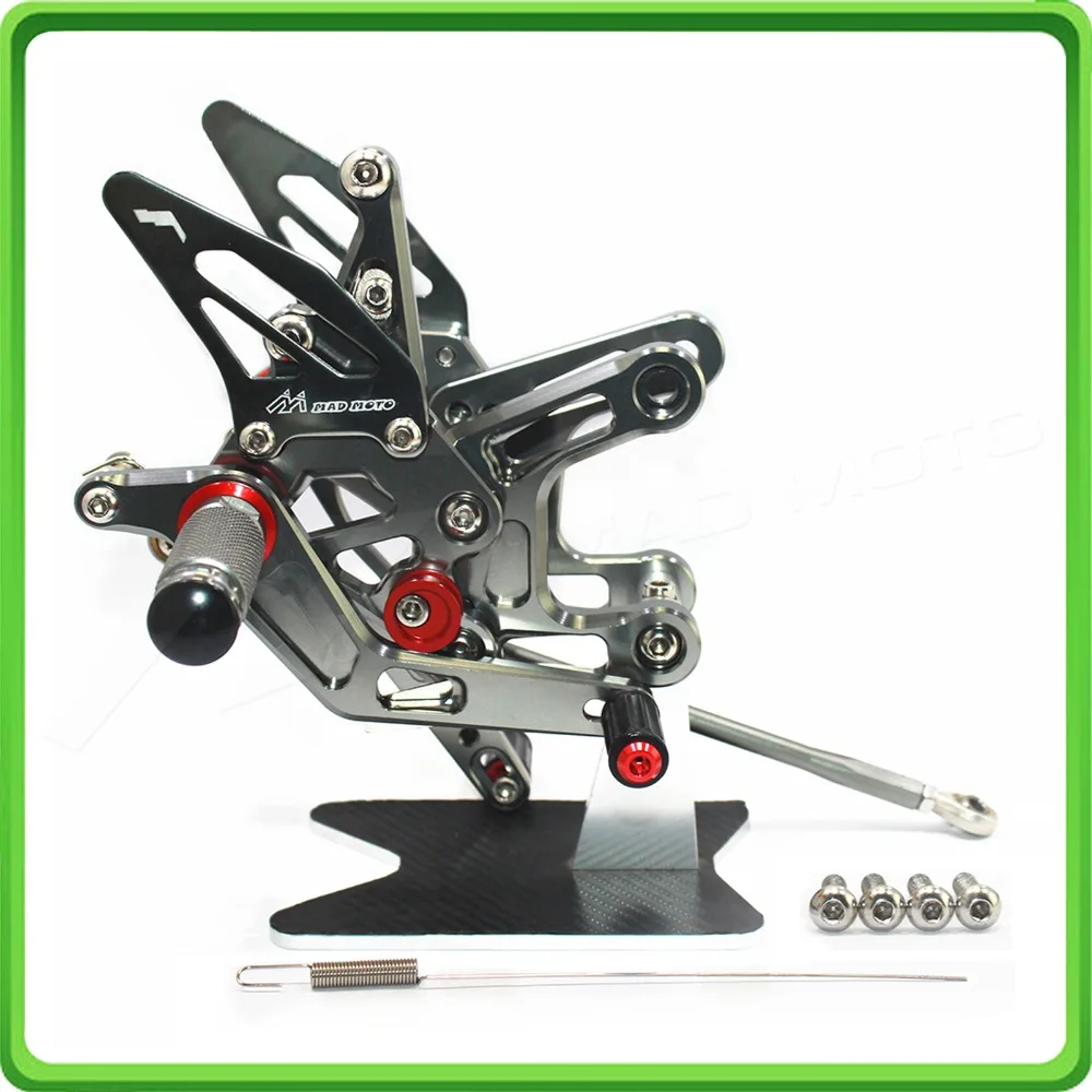 

Adjustable Rearsets rear set sets footrest foot pegs pedal For Kawasaki Ninja ZX10R ZX 10R ZX-10R 2011 2012 2013 2014 2015 Gray