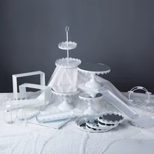 Десертное украшение стола Белое кружево акриловая тарелка для тортов многослойная подставка для тортов на день рождения Свадебные украшения