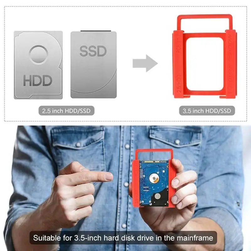 Hard Disk Stand 2.5 to 3.5 Inch Plastics Hard Disk Drive Mounting Bracket Adapter Sata3.0 cable Gift For Notebook PC SSD Holder (4)