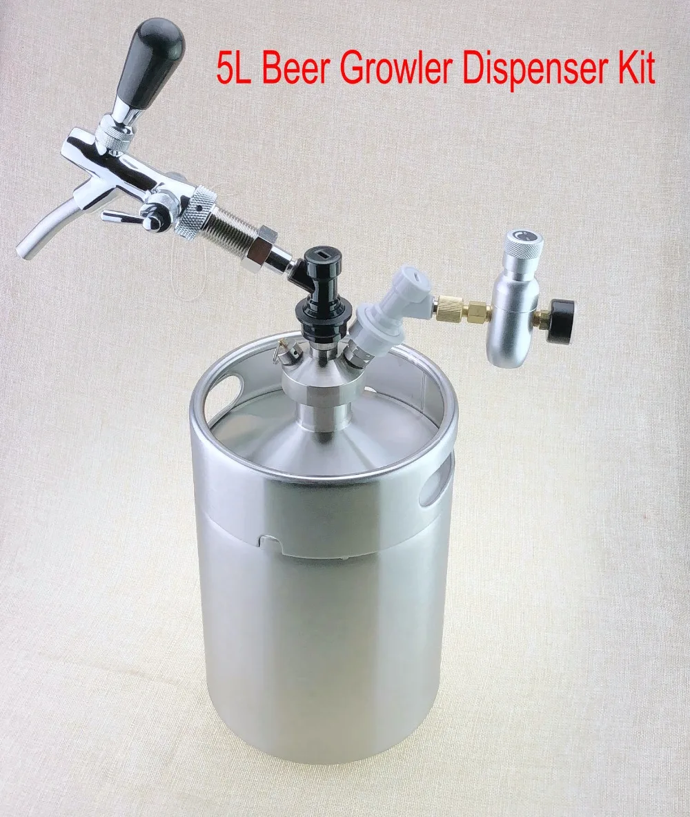 New 2018 Stainless Steel 5L Mini Beer Growler + Mini Keg Dispenser with