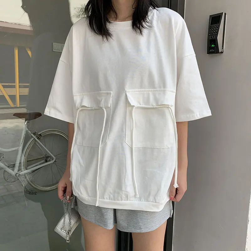 [XITAO] корейская модная новинка 2019 женская летняя Однотонная футболка с круглым