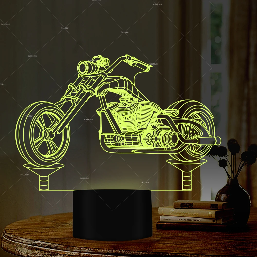 Car Addiction 3D motorcycle design illusion LED night light 7 changing colors gifts for harley davidson lovers or club decor | Лампы и