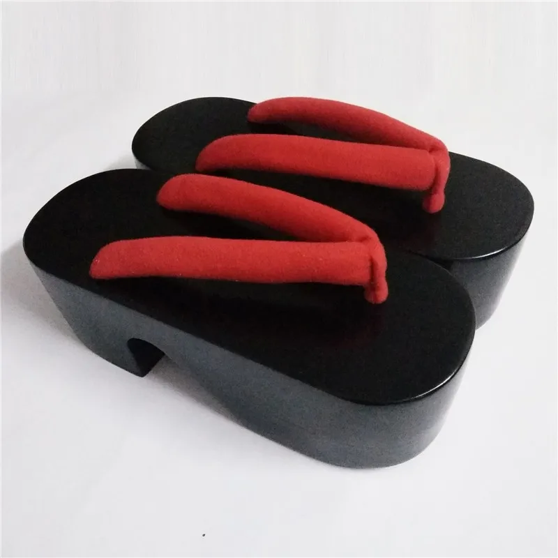 

WHOHOLL Original Geta Women Sandals Cos Japanese Clogs Female Sandals Wooden Geta Thick Bottom Black Lacquer Free Clogs Socks