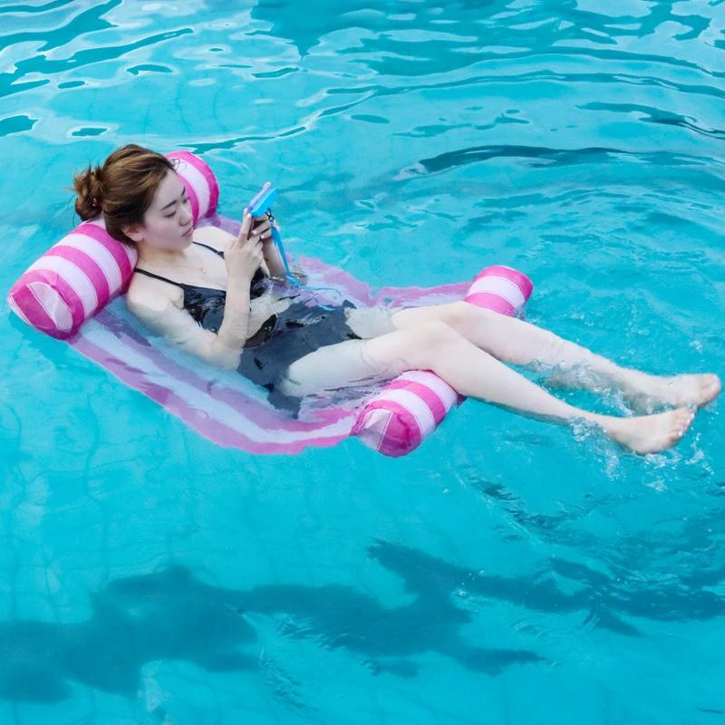 

New environmentally PVC water toys inflatable floating row floating on the water bed single swimming water hammock floating bed