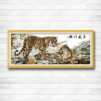 

Tiger family scenery decor painting counted printed on canvas DMC 14CT 11CT Chinese Cross Stitch Needlework Sets Embroidery kits