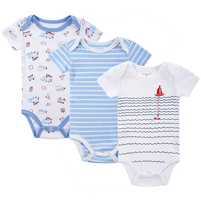 Бренд Baby Boy Bodysuits 3-Pack с коротким рукавом Джентльмен шаблон Bodysuits тела хлопок Комбинезон Детская одежда - Цвет: DH16304