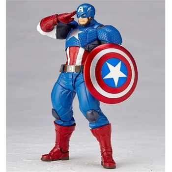 

Anime Figure Revoltech Series NO.007 Captain America PVC Action Figures Collectible Model Kids Toys Doll 17cm