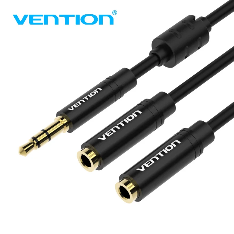 3.5mm Male To 2 Female Splitter Audio AUX Earphone Microphone Adapter BBC