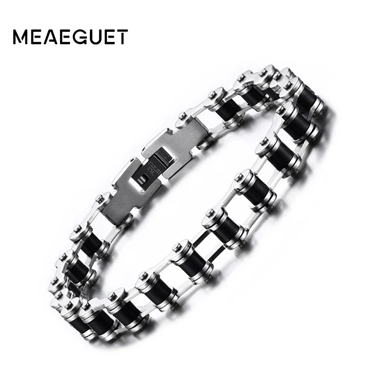 Мужской браслет на руку, мотоциклетные велосипедные цепи 316L, нержавеющая сталь, серебряный цвет, Bileklik, байкерские браслеты для мужчин, ювелирные изделия