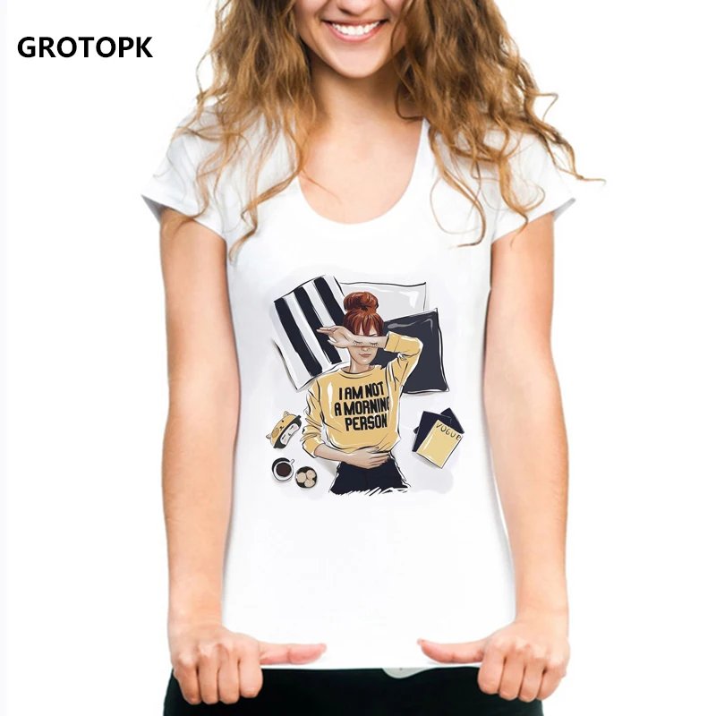 

I Am Not A Morning Person T-shirts for Women White T-shirt Women Clothes 2019 Streetwear Vintage Funny T Shirt Vogue Tops