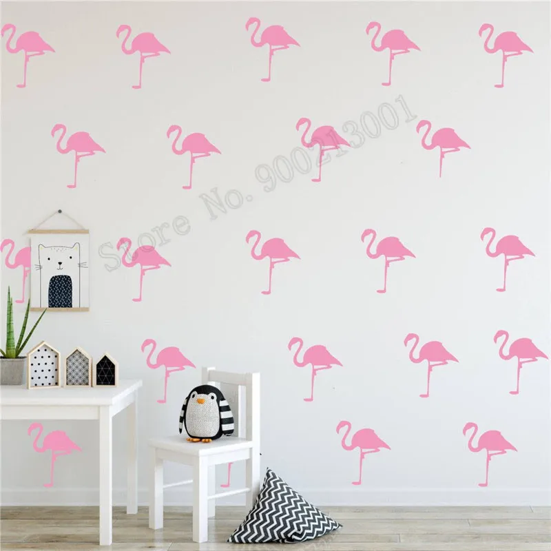 

Room Decoration Flamingo Kids Bedroom Sticker Vinyl Removeable Mural Nursery Small Pattern Decal Cute Beauty Decor LY520