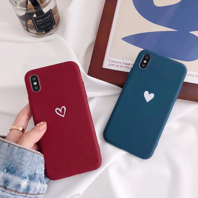 

Simple Soft Matte Phone Case for Huawei Honor 20 Pro Note 10 Lite 8X 8A 8C V20 V10 Mate 10 P30 P20 P10 P9 Plus Love Heart Cover