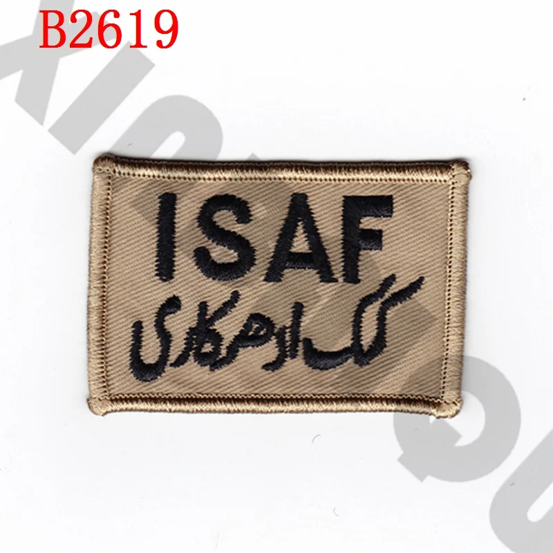 B2619 Tan Вышивка патч Афганистане InternationalSecurityAssistanceForce ИСАФ военно-тактические мораль - Цвет: B2619 Tan