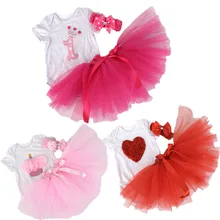 Новинка года; комплекты одежды из 3 предметов для маленьких девочек Комбинезон с короткими рукавами+ юбка-пачка+ повязка на голову Bebe; костюмы для первого дня рождения; подарок