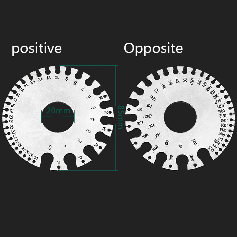 Нержавеющая сталь 0-36 круглый AWG SWG толщина провода линейка Калибр Диаметр измерительный инструмент P10