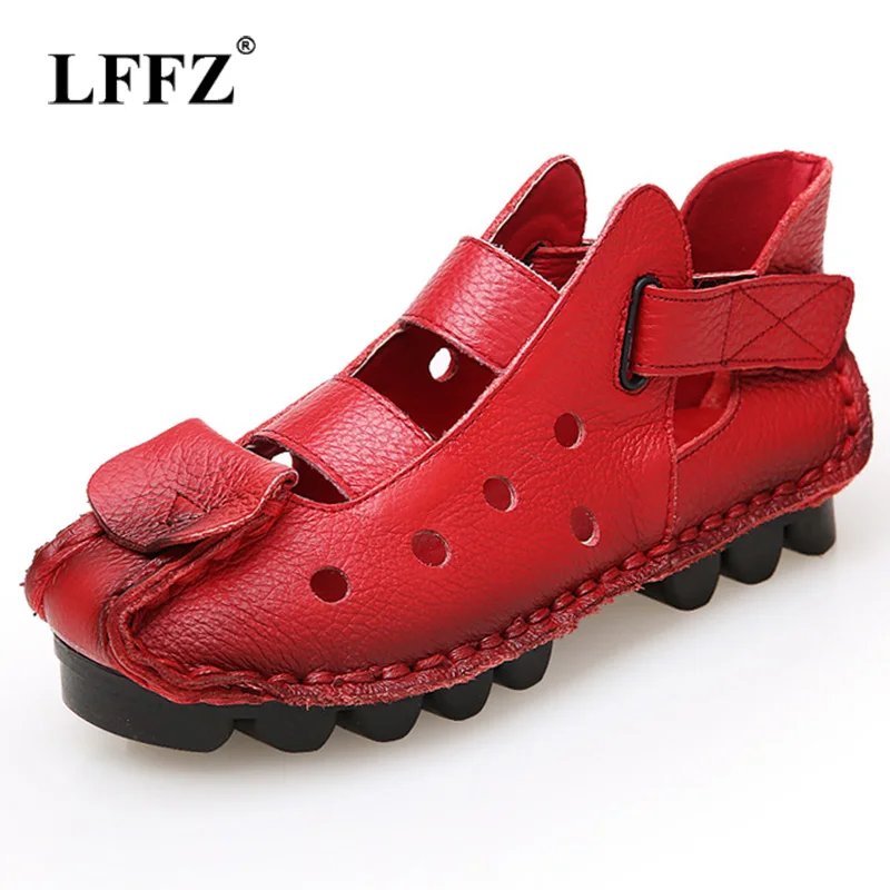 

Lzzf 2018 Summer Soft Genuine Leather Flat Shoes Woman Casual Vintage Handmade Women Shoes Sandals Mocasines Loafers Big Size