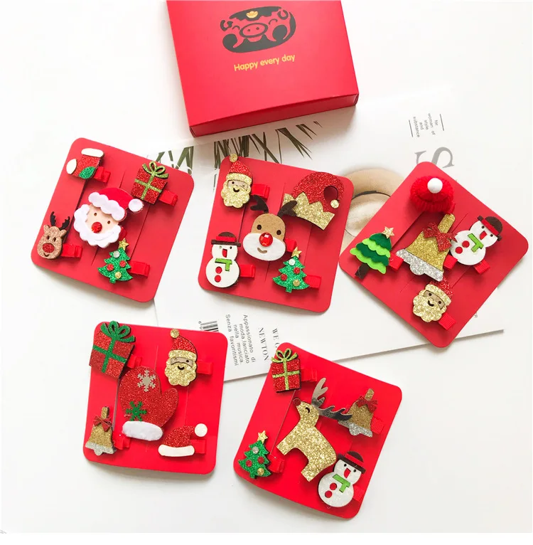 kid Christmas Santa Claus hair accesories hairpin headband gift box baby girl hairclip baby girl hair accessories children cute (1)