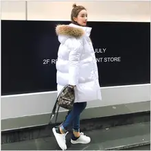 Снег Носить Реальный Меховой Капюшон Парки Зимняя Куртка Женщины Толстые Теплые Хлопка Зимнее Пальто Женщин Casaco Манто Femme