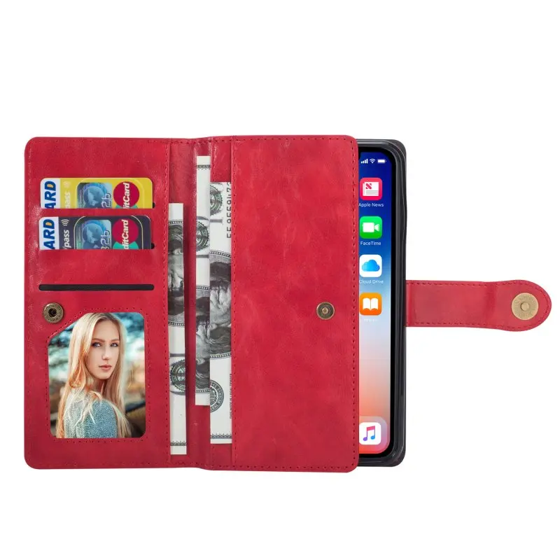 Wallet Case for iPhone XS Case Leather Vintage Flip Cover for iPhone 6 6s 7 8 Plus X XR XS Max Cases Card Holder Multi Function (14)