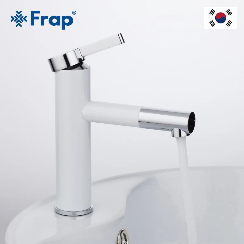 

Frap Basin Faucets White chrome Spray Painting Basin mixer Bathrooms tap Crane Torneira with Aerator 360 Free Rotating faucets