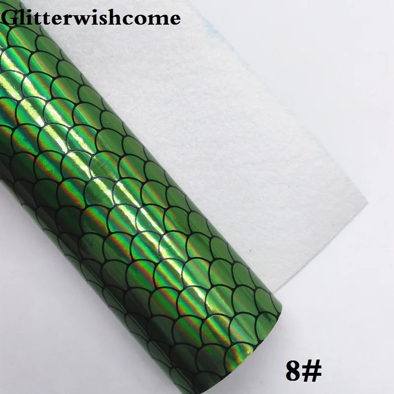 8 Glitterwishcome 21X29 см A4 Размеры виниловые обои для банты тиснением Русалка в виде рыбьей чешуи; кожаный тканевый Искусственная кожа листы для банты, GM214A - Цвет: 8