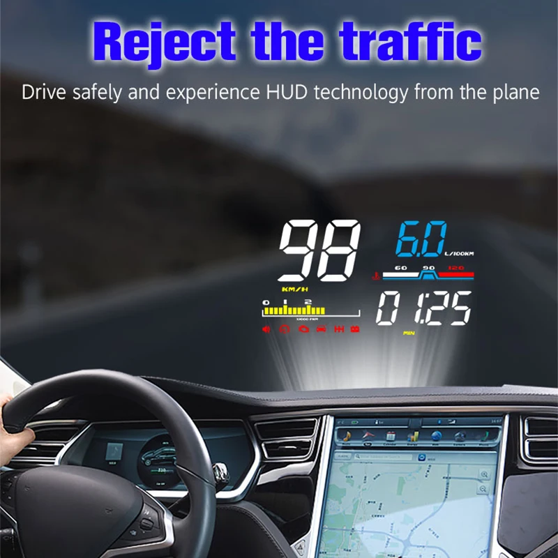 

OBD2 D5000 Hud Car Speed Windshield Projector Head-Up Display Speedometer Projector Auto Alarm OBD OBDII Head Up Display