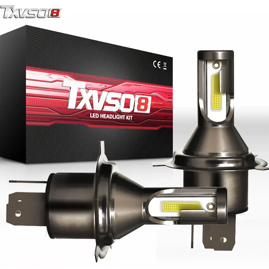 

TXVSO8 2PCS H4 LED Car Light Bulbs 6000K Flip COB Chips 13000LM 55W bombilla Led Fog Headlight Bulb luces coche Front Headlamp