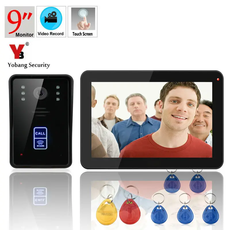 

YobangSecurity 9 Inch RFID Video Door Phone Doorbell Intercom Doorchime Rainproof with Video Recording and Photo Taking Function
