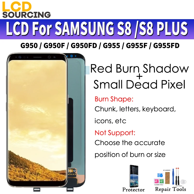 Продажа Оригинальный Для Samsung Galaxy S8 g950 G950F ЖК дисплей S8 + S8 plus G955 G955FD + сенсорный экран дигитайзер сборка