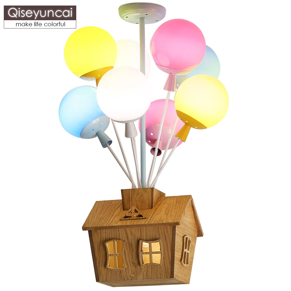 

Qiseyuncai Children's room balloon ceiling lamp boy simple cartoon flying house creative warm girl bedroom lighting