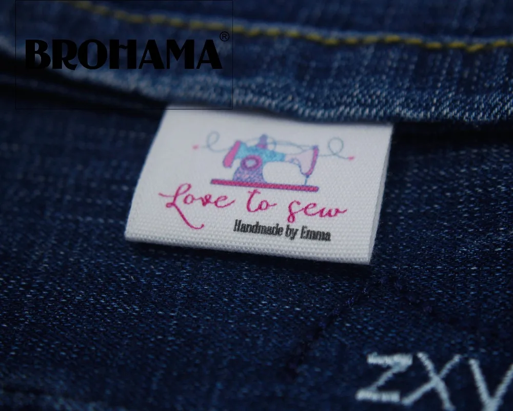 

Sewing labels / custom brand labels, clothing labels, Sewing machine, fabric 100% cotton, High quality printing (MD0016)