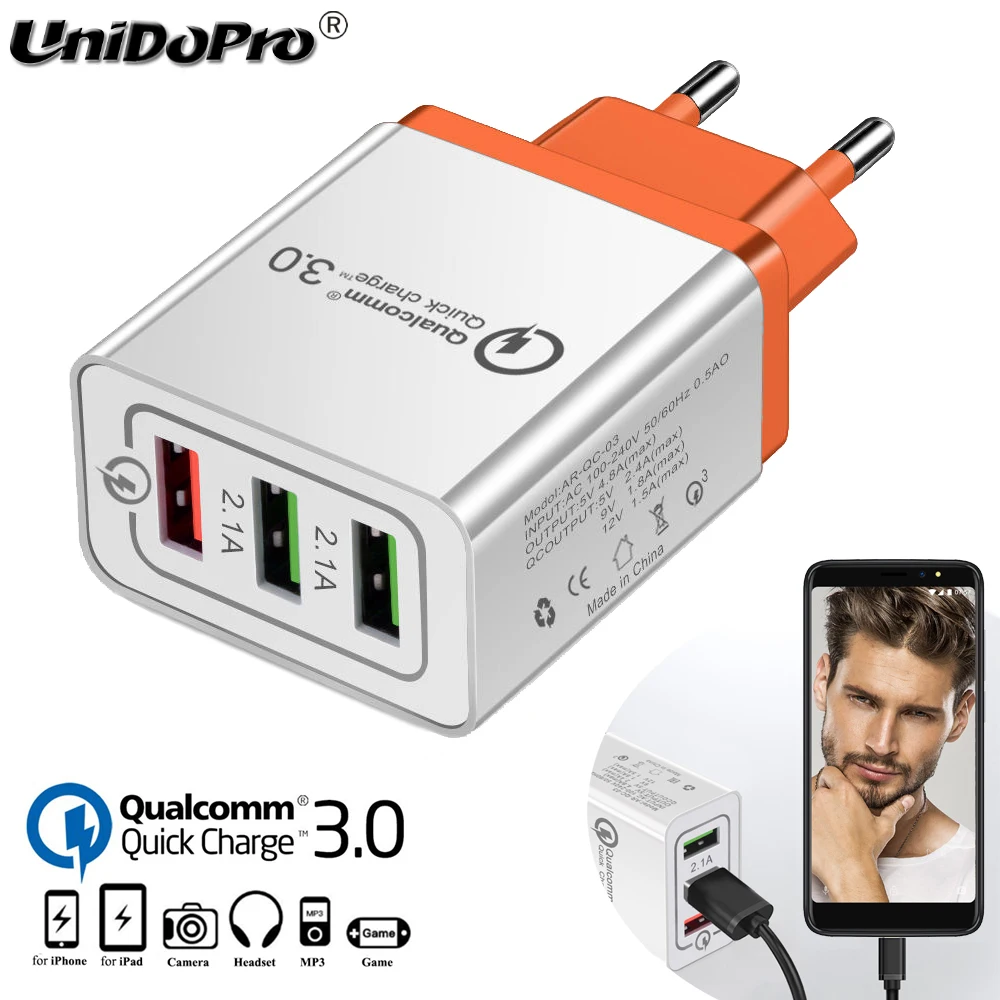 

Quick Charge QC 3.0 3-USB Euro Fast AC Wall Charger for Inoi 1 Lite R7 2 3 5 6 7 8 3 Power kPhone 4G / 5i 5x 6i 7i Lite / 5 Pro