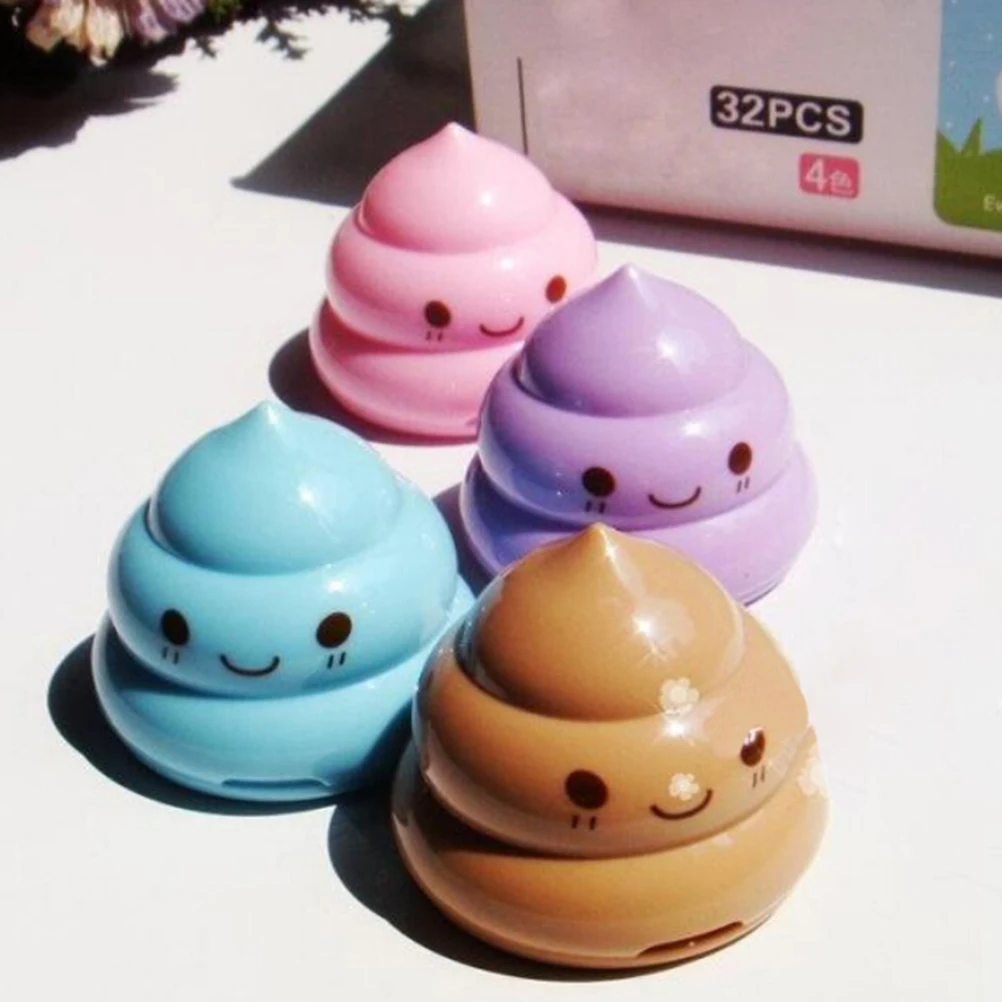 

1pc Double Hole Stationery For Student Teens Cute Pencil Sharpeners Funny Emoji Poop Pencil Sharpener Kids Gift School Supplies