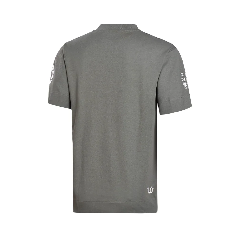 Li-Ning Мужская трендовая трикотажная футболка, хлопок, свободный крой, принт, дышащая подкладка, удобная спортивная футболка, топы AWDN003 MTS2741