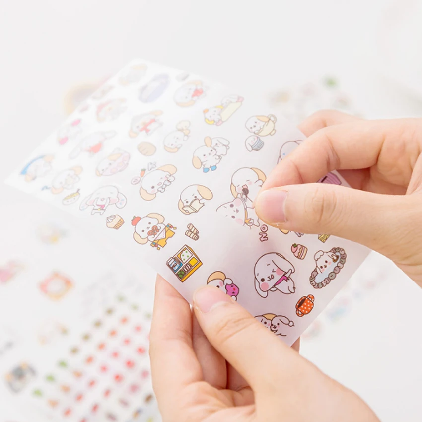 6pcs/pack Kawaii Cinnamoroll Sanrio Stickers DIY Scrapbooking Sticker Cute Dog Sticker Children Letter Diary sticker