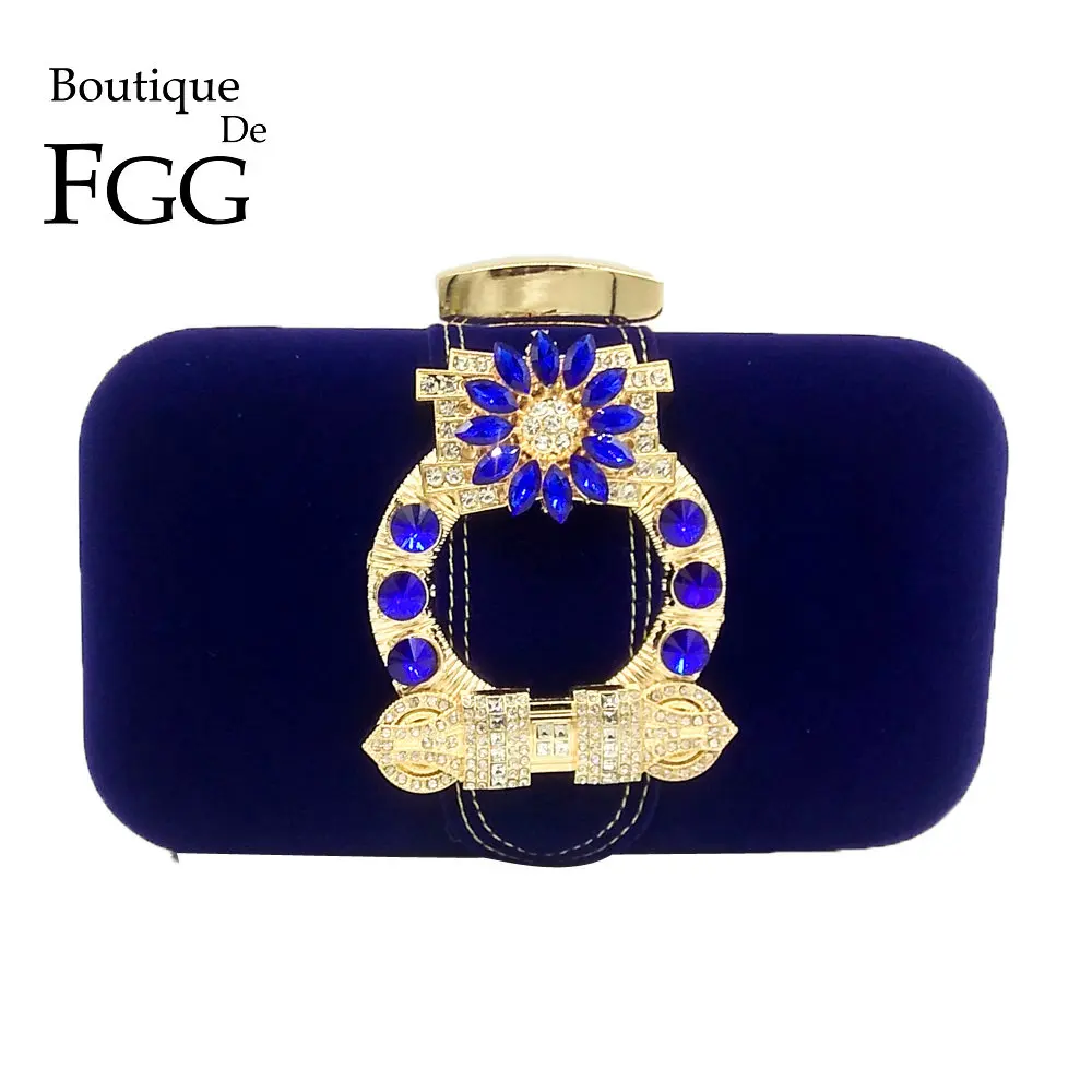 

Boutique De FGG Faux Suede Metal Appliques Women's Fashion Day Clutches Handbag Crystal Evening Wedding Party Clutch Purse Bag