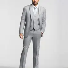 Итальянский Светло-Серый свадьба/деловые костюмы для мужчин Куртка+ Брюки+ Галстук+ Жилет мужская Смокинг Стили Custom Made лучший мужские костюмы