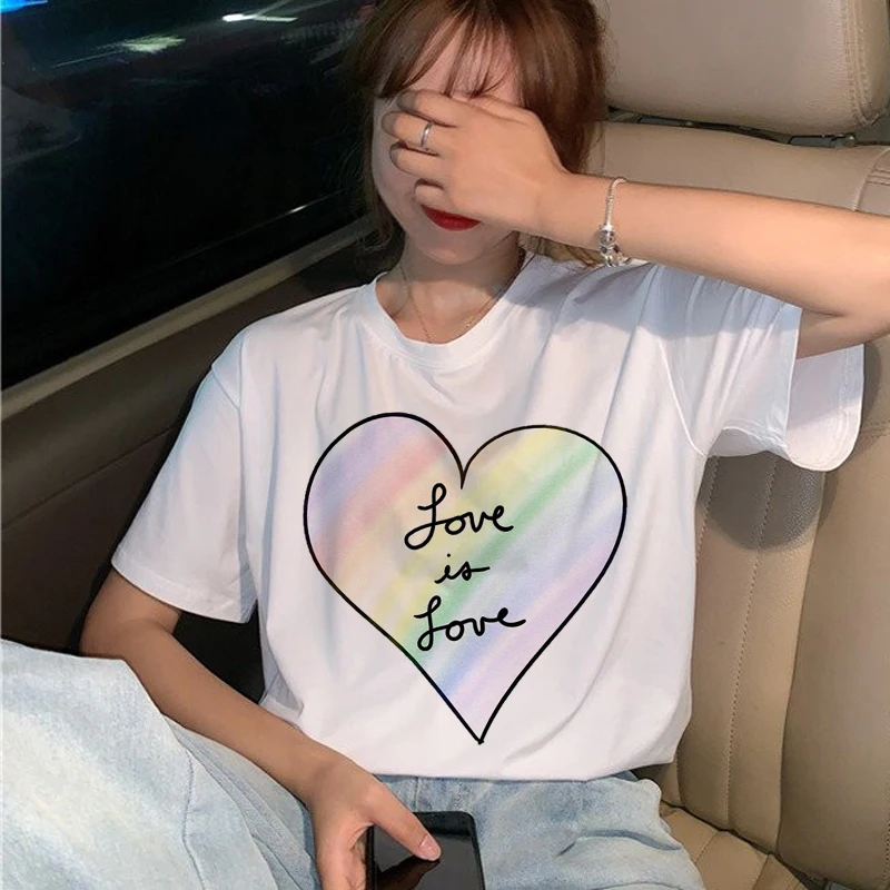 ЛГБТ Gay Love Harajuku, футболка для женщин, для девочек, Ullzang, 90 s, футболка с графическим рисунком радуги, Love Is Love, футболка с рисунком, женские футболки - Цвет: 4779
