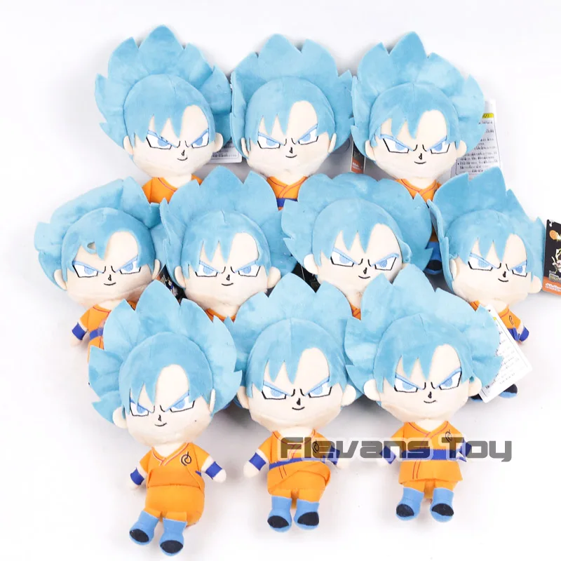 

Dragon Ball Z Super Saiyan GodSS Blue Hair Son Goku Vegeta Piccolo Majin Buu Anime Cartoon Plush Toys Dolls 10pcs/lot