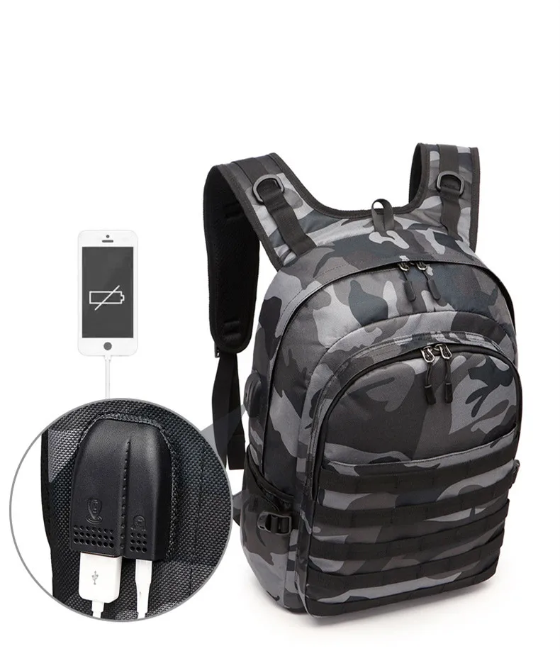 Рюкзак для игры PUBG, мужские школьные сумки, Mochila Pubg, Battlefield infant, камуфляжный рюкзак для путешествий, холщовый рюкзак с зарядкой через usb, косплей