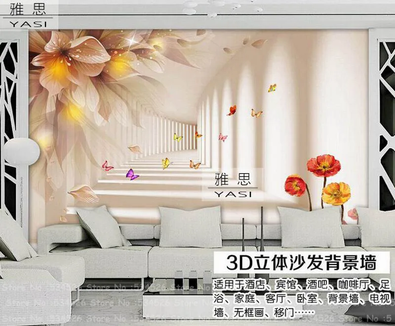 3d floral wallpaper photo wallpaper mural environmental stencils for ... Stencil a muro