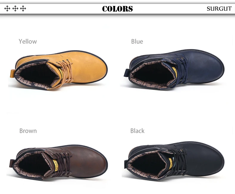 Мужские износостойкие ботинки из ПУ кожи SURGUT, черные теплые ботильоны, повседневные сапоги, рабочая обувь для зимы